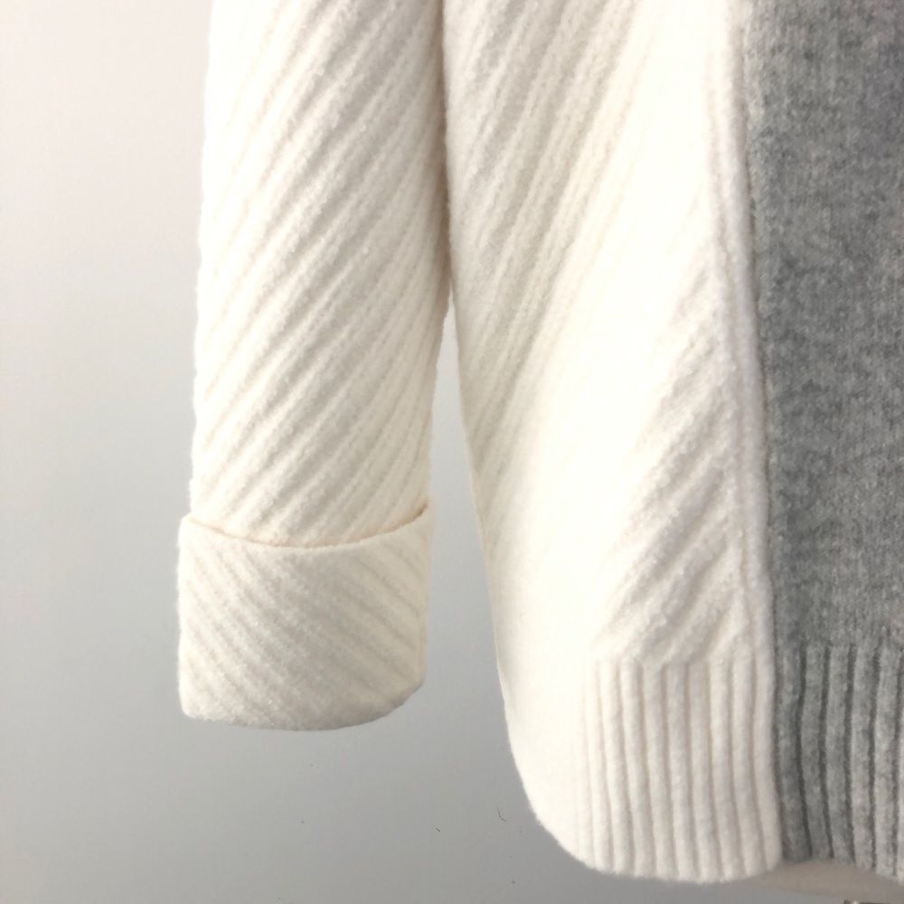 French Connection Color Block Oversized Crewneck Sweater in Ivory, Grey & Brown - Picture 6 of 13